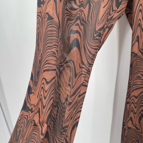 GOOD AMERICAN Mesh Flare Pants Size 3XL Plus Size Cover Up Sheer Chai Swirl NWT - Picture 9 of 12